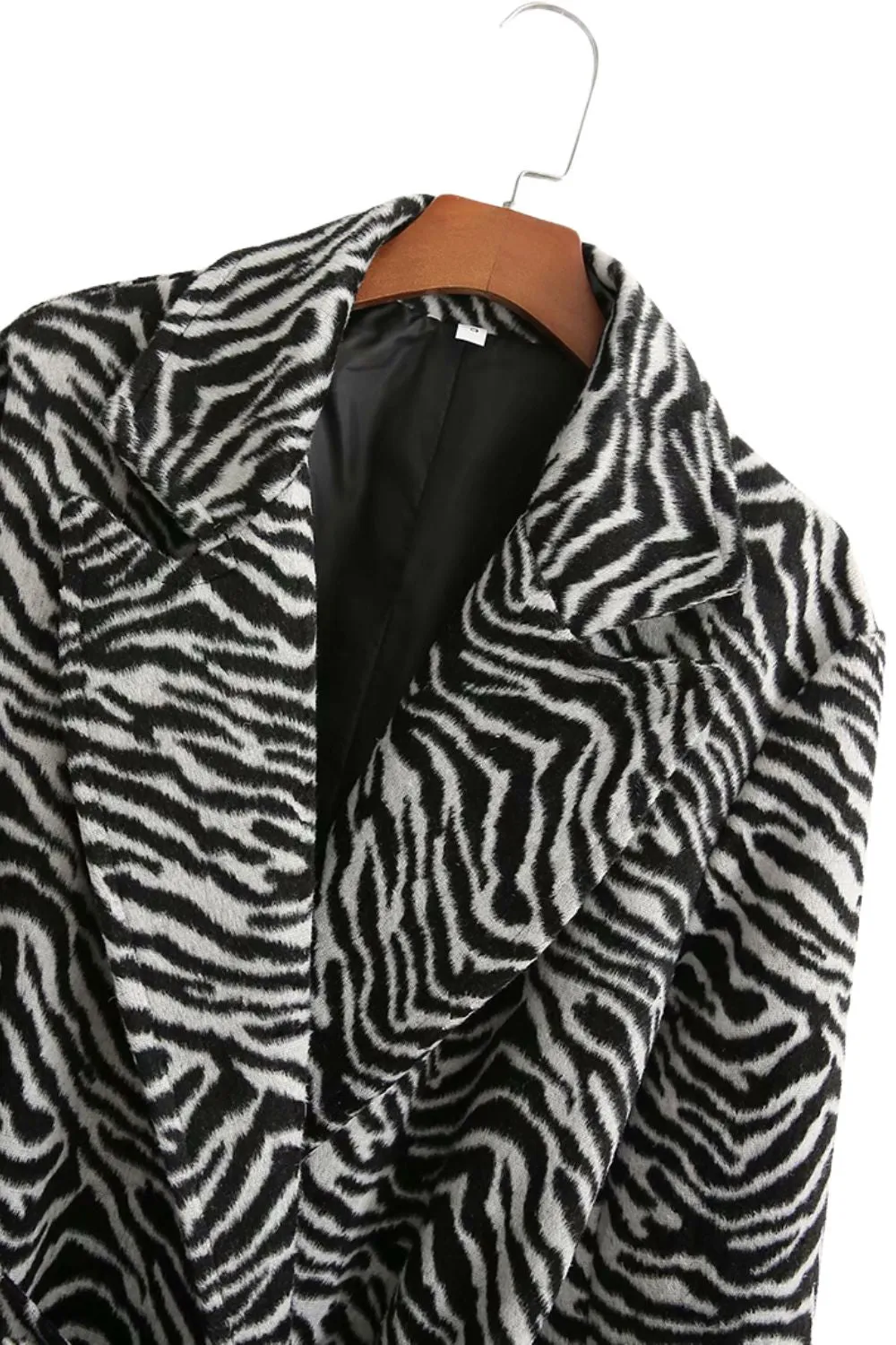 ' Jason' Zebra Print Mid-Length Wool Coat