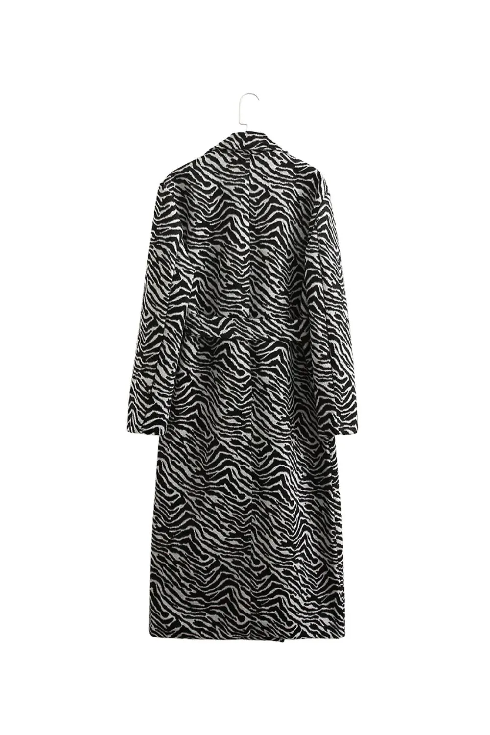 ' Jason' Zebra Print Mid-Length Wool Coat