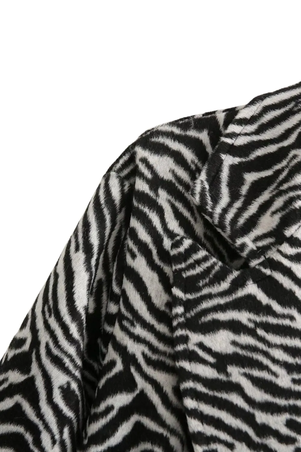 ' Jason' Zebra Print Mid-Length Wool Coat