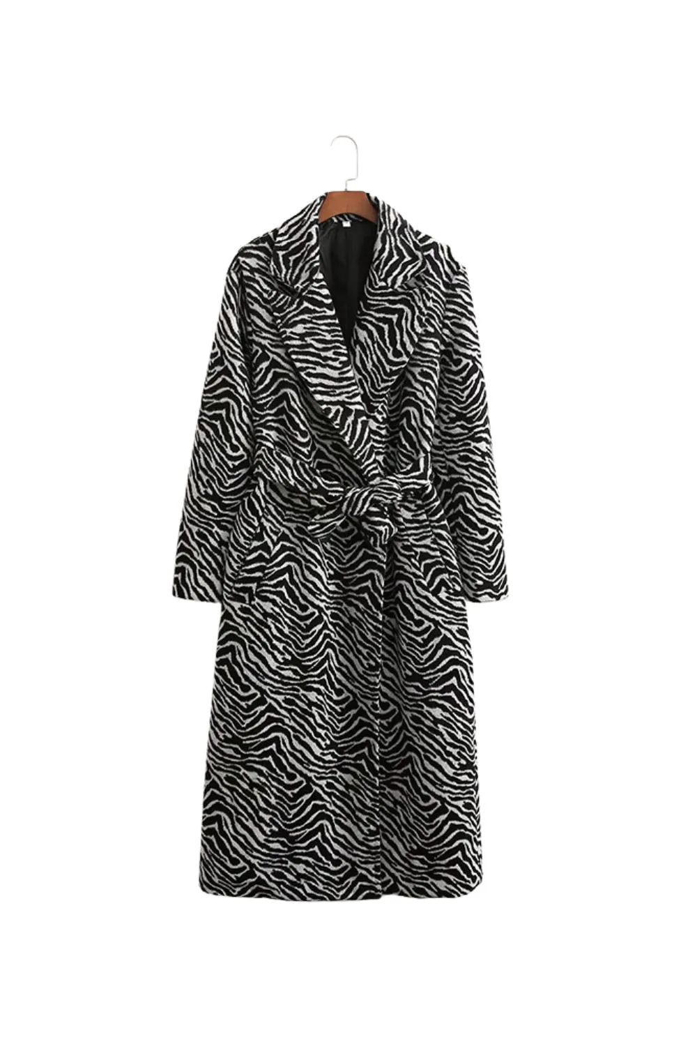 ' Jason' Zebra Print Mid-Length Wool Coat