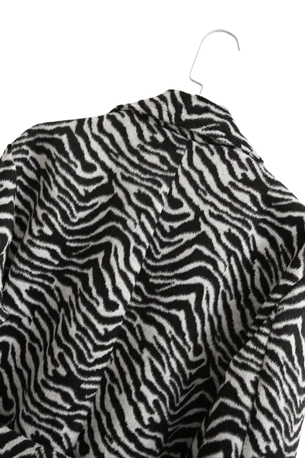 ' Jason' Zebra Print Mid-Length Wool Coat