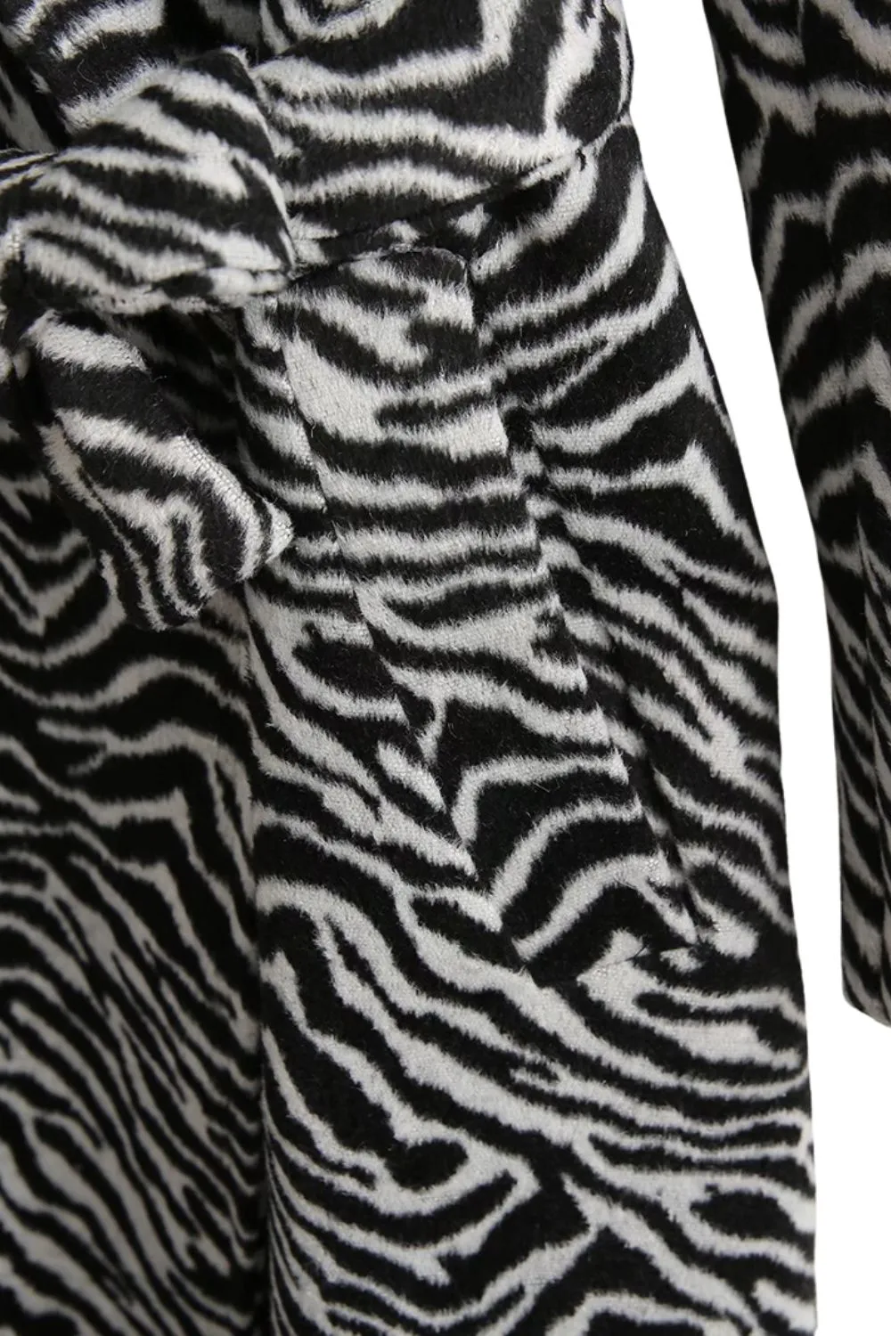 ' Jason' Zebra Print Mid-Length Wool Coat