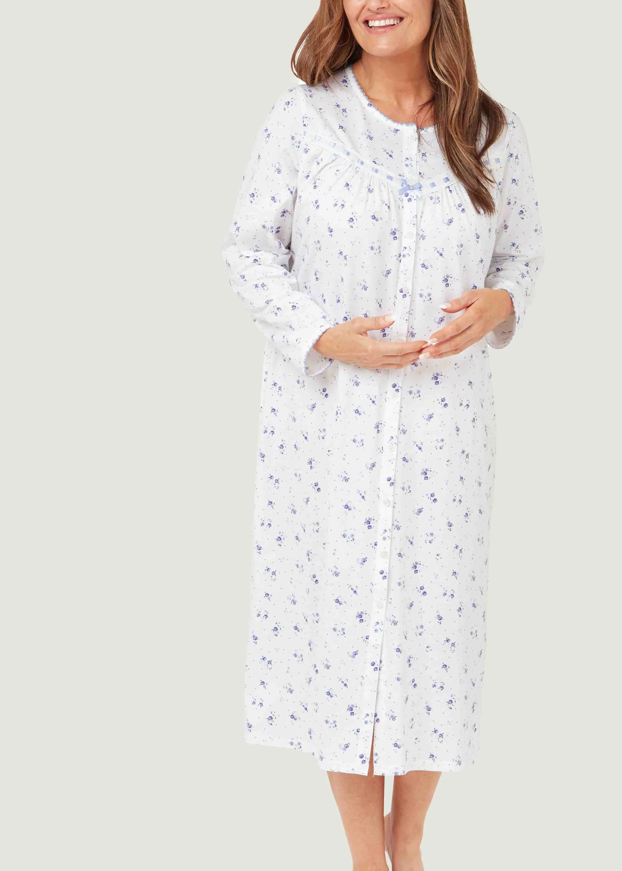 2 Pack Cosy VELCRO® Brand Fastening LS Nightdress & Dressing Gown Bundle