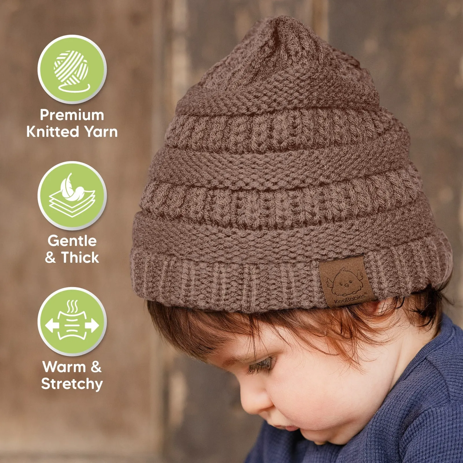 3-Pack Warmzy Baby Beanies (Tawny, M)