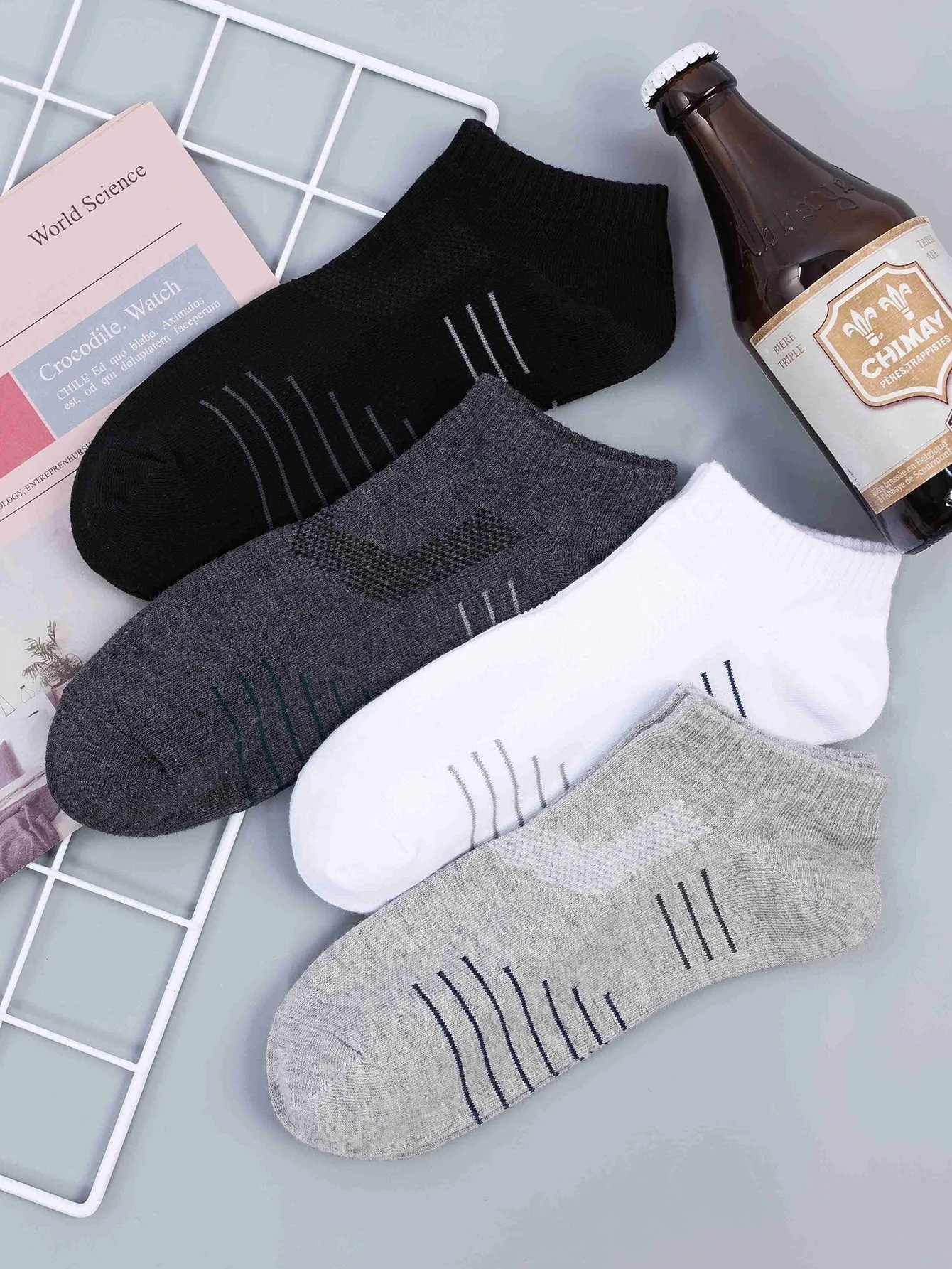 4pairs Men Striped Ankle Socks