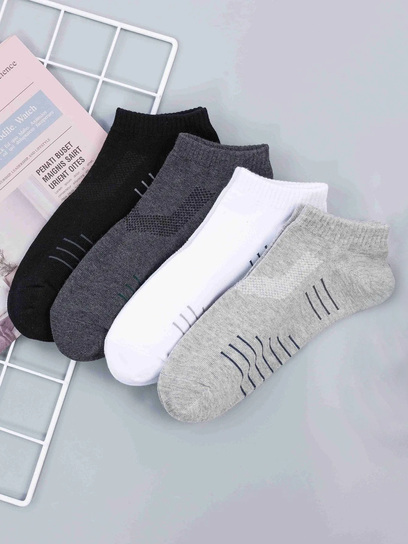 4pairs Men Striped Ankle Socks