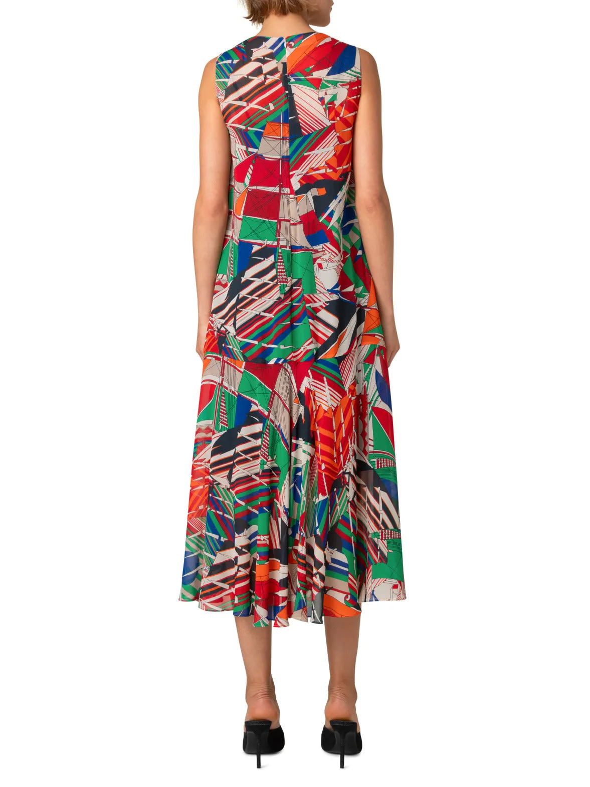 A-Line Midi Dress with Sea Clipper Print