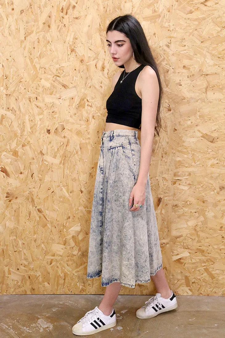 Acid 80s Denim Midi Skirt