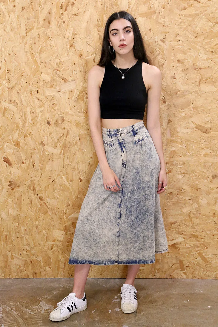 Acid 80s Denim Midi Skirt