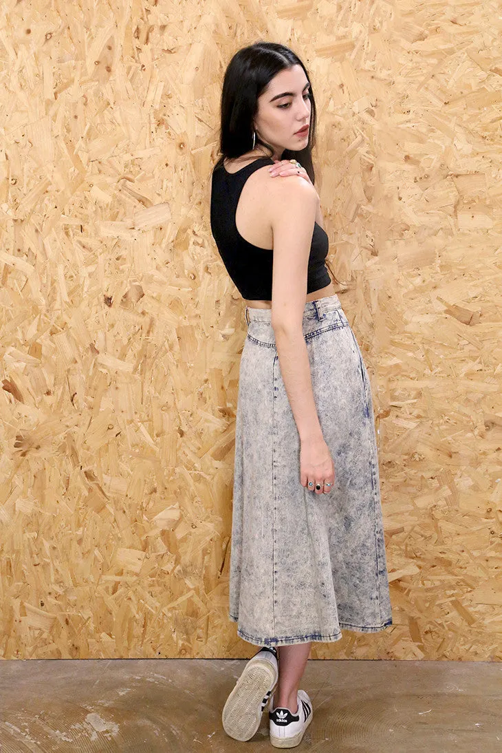 Acid 80s Denim Midi Skirt