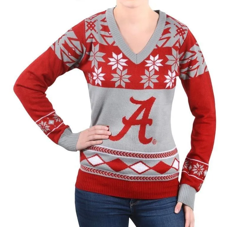 Alabama Crimson Tide Womens Big Logo V-Neck Sweater