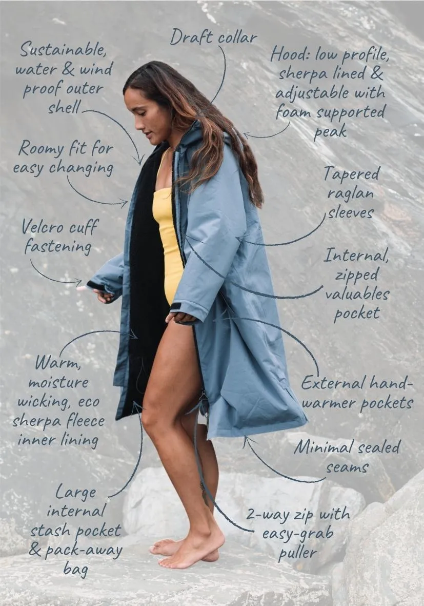 All Weather Sherpa Changing Robe - Mineral Blue