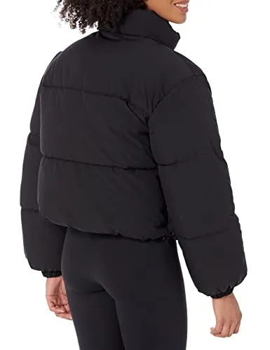 Amazon Essentials Women's Crop Puffer Jacket (Available in Plus Size), Black, Large