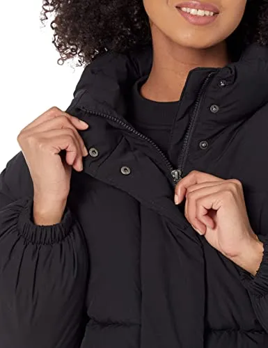 Amazon Essentials Women's Crop Puffer Jacket (Available in Plus Size), Black, Large