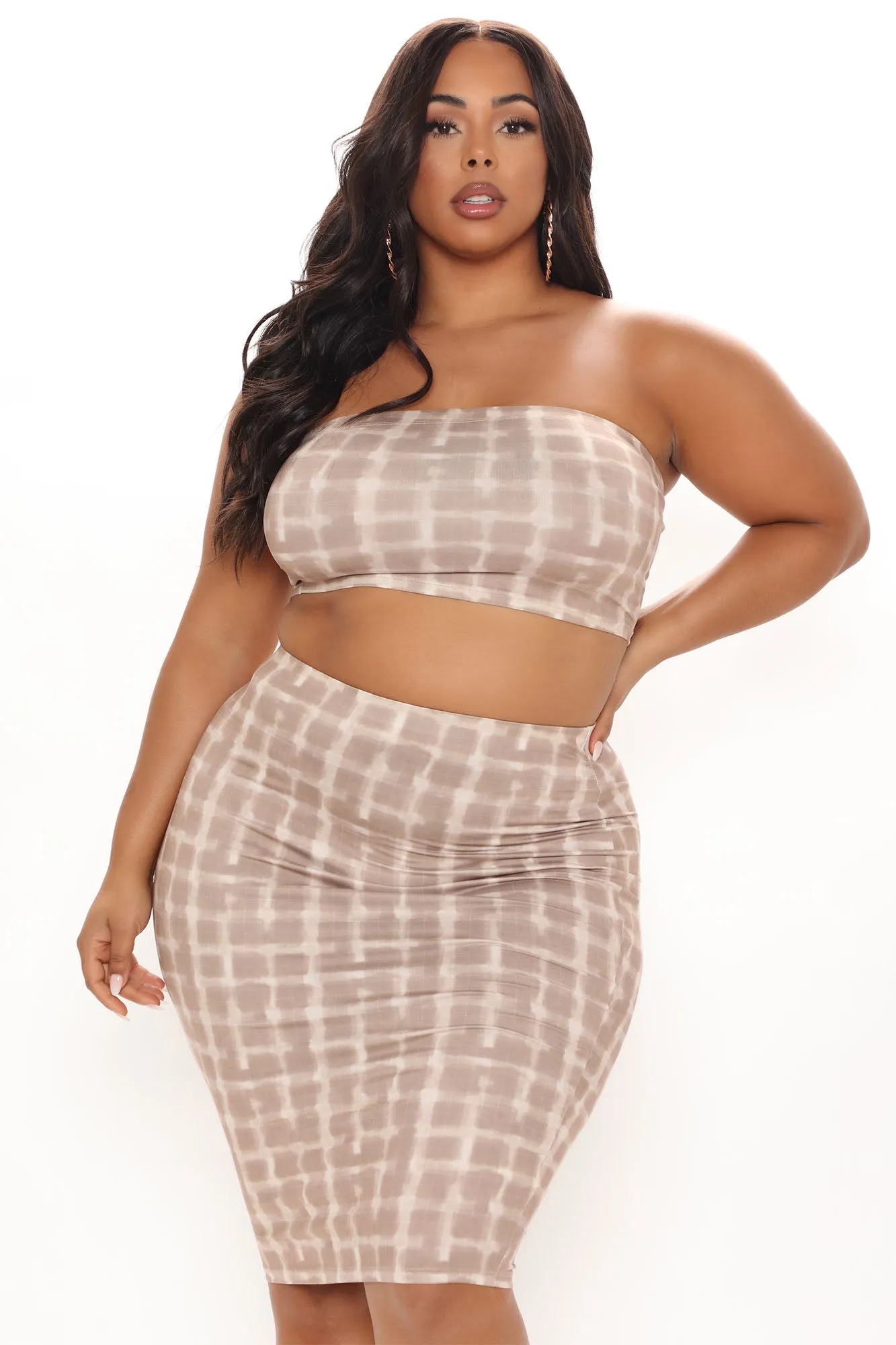 Another Vibe Skirt Set - Taupe/combo