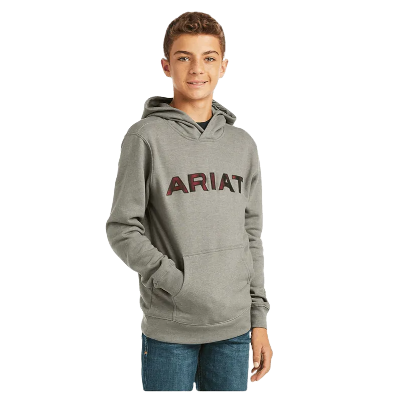 Ariat Youth Basic Charcoal Raised Logo Hoodie Sweatshirt