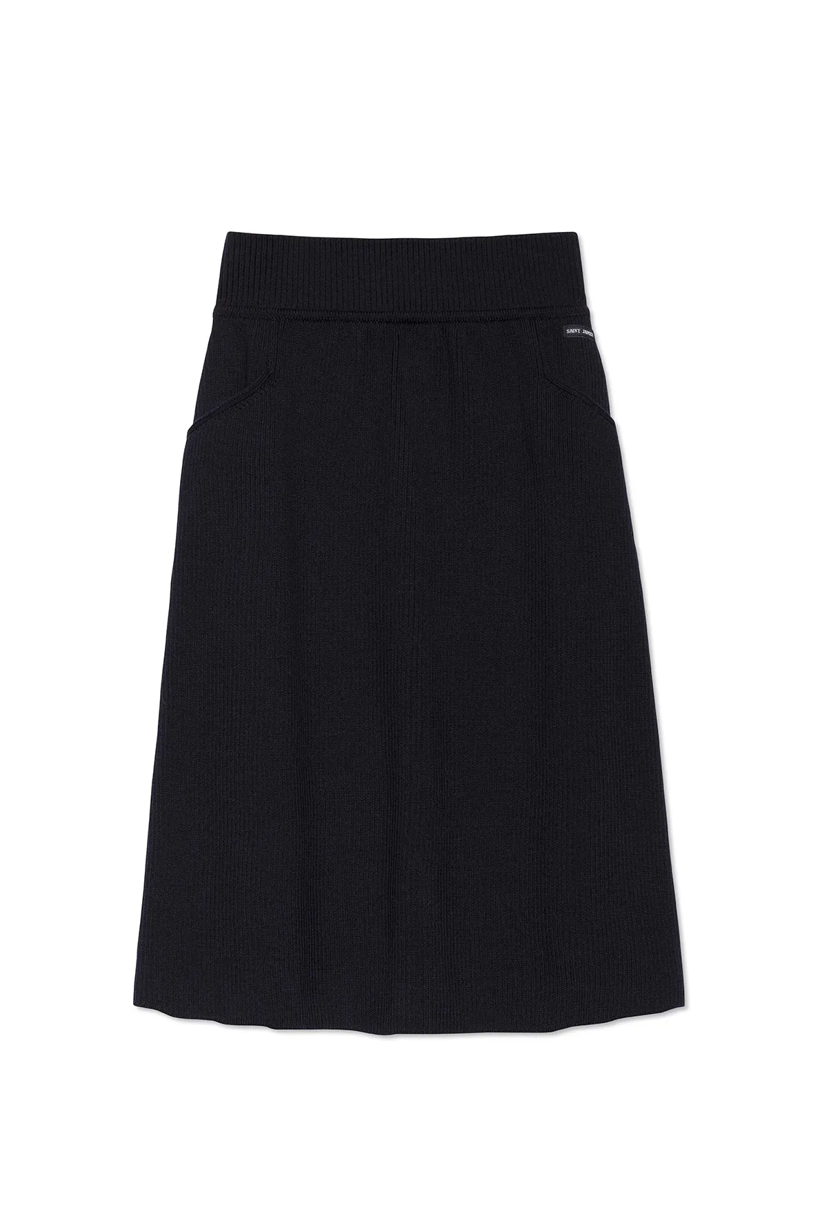 ARTIGUES - Wool Skirt with Pockets and Back Slit (NAVY)