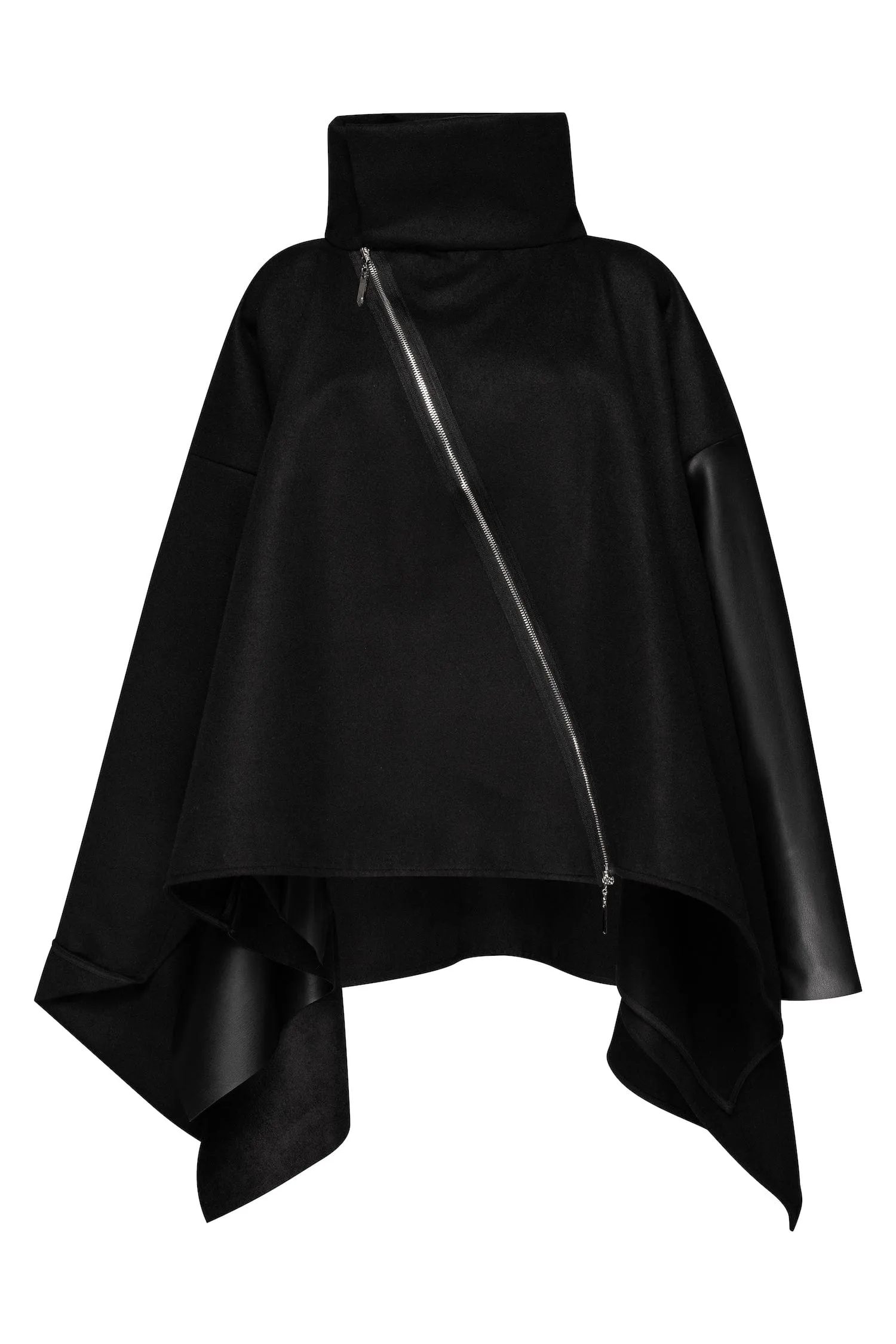 Asymmetric zipped poncho