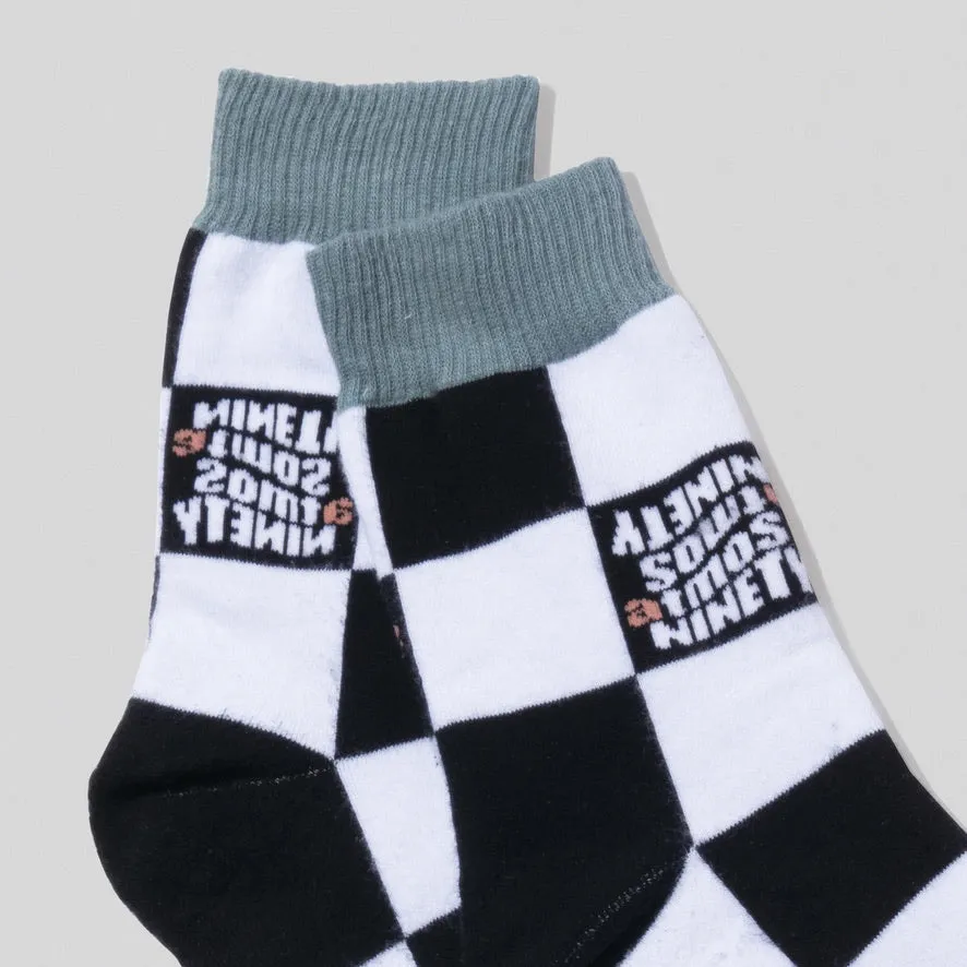 atmos pink × 9090  block check logo socks