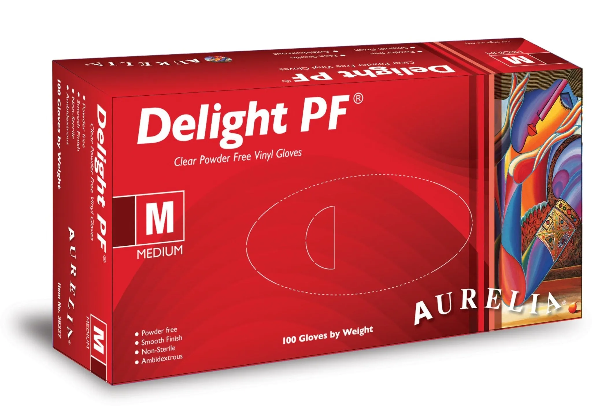 Aurelia Delight Powder Free Clear Vinyl Examination Gloves 3822 (Case of 10 Boxes)