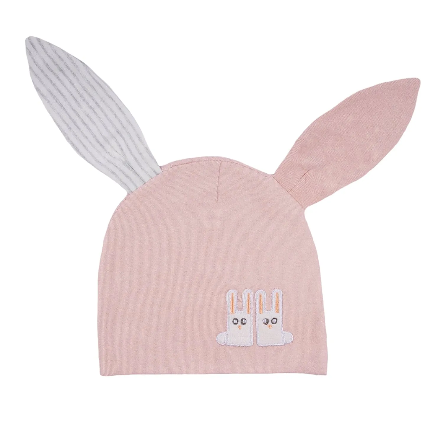 Baby Moo Big Bunny Ears All Season Stretchable Hosiery Warm 3D Beanie Cap - Pink