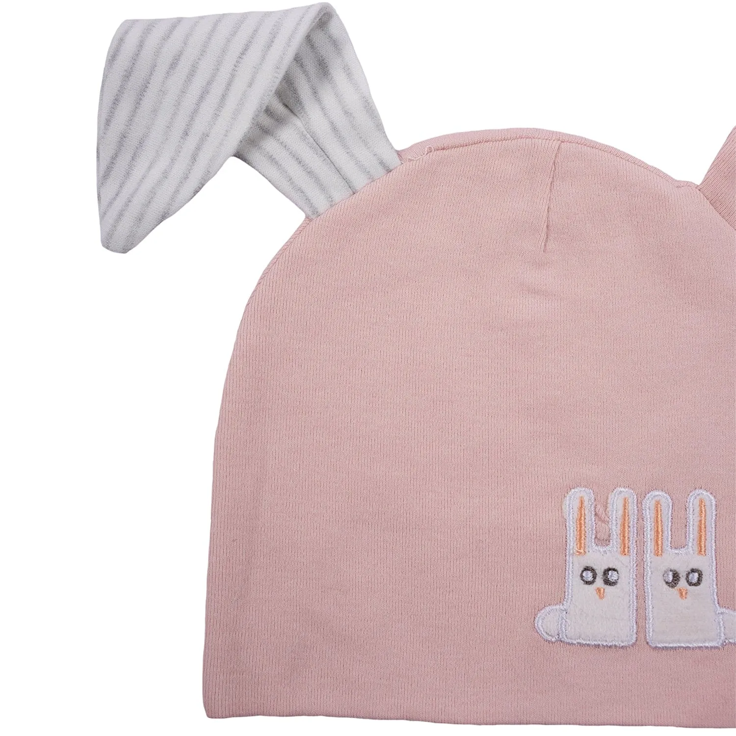 Baby Moo Big Bunny Ears All Season Stretchable Hosiery Warm 3D Beanie Cap - Pink