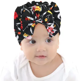 Babymoon Beanie Floral Bow Baby Boy's & Girl's Cap Kids | Toddler Infant Hat | Black