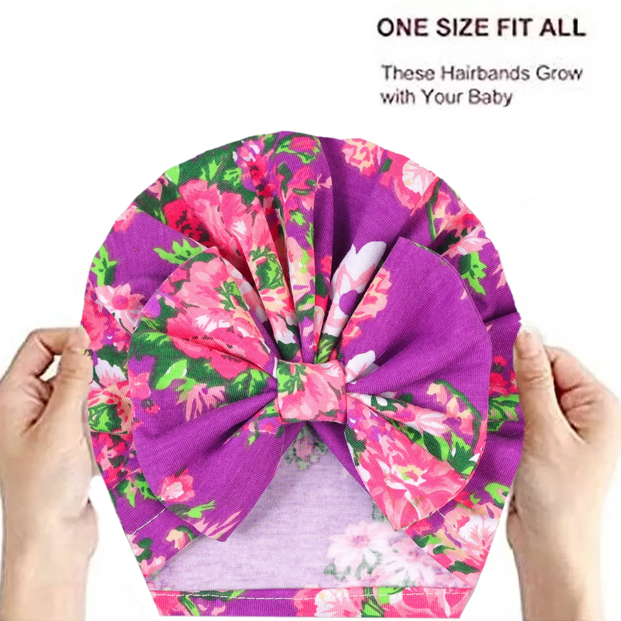 Babymoon Beanie Floral Bow Baby Boy's & Girl's Cap Kids | Toddler Infant Hat | Purple