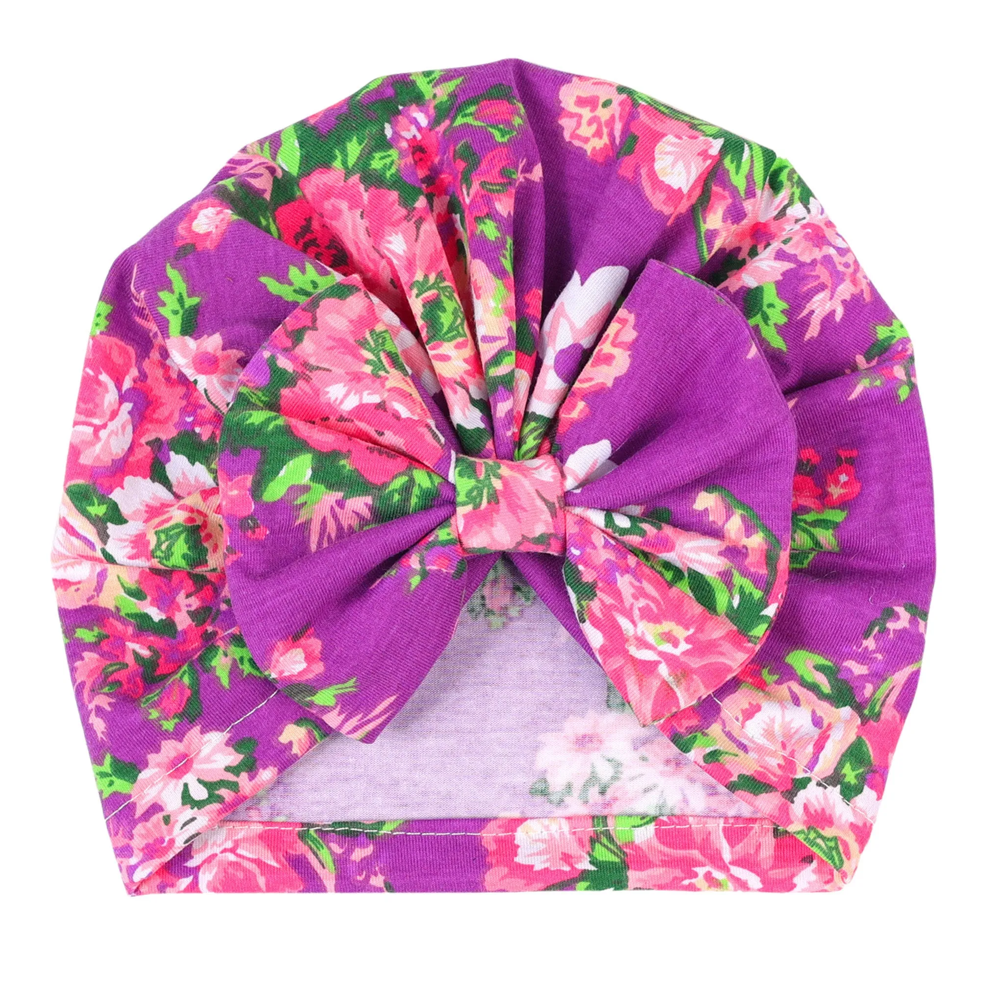 Babymoon Beanie Floral Bow Baby Boy's & Girl's Cap Kids | Toddler Infant Hat | Purple