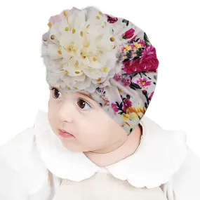 Babymoon Beanie Floral Turban Knot Kids Cap| Pink