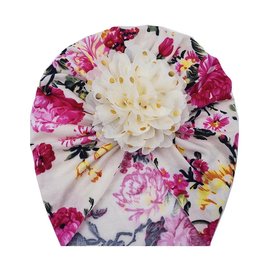 Babymoon Beanie Floral Turban Knot Kids Cap| Pink