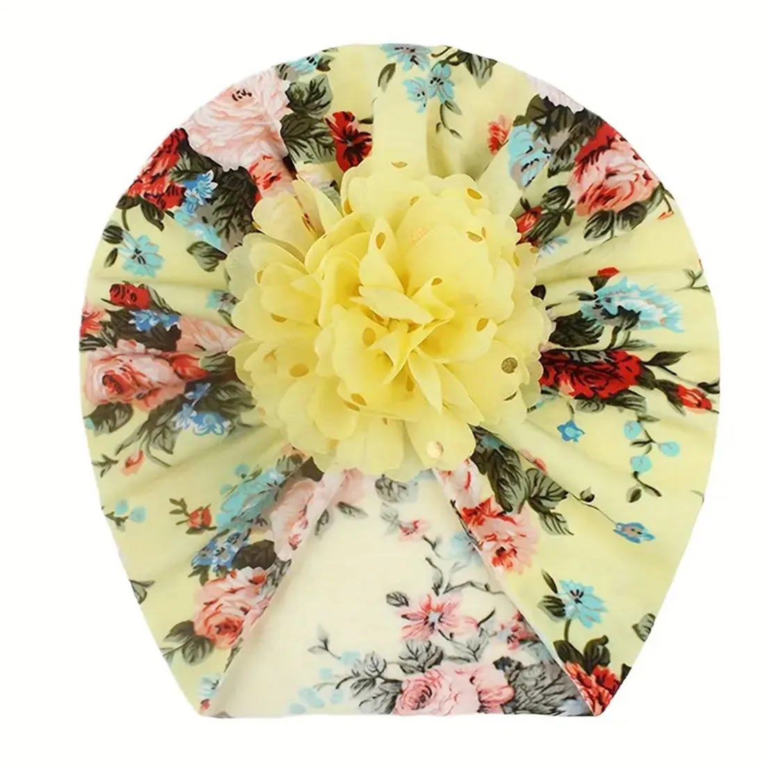 Babymoon Beanie Floral Turban Knot Kids Cap| Yellow