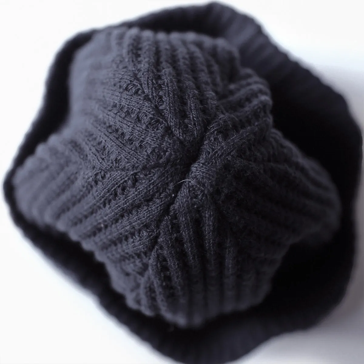 Big Waffle Knit Beanie - Dark Navy