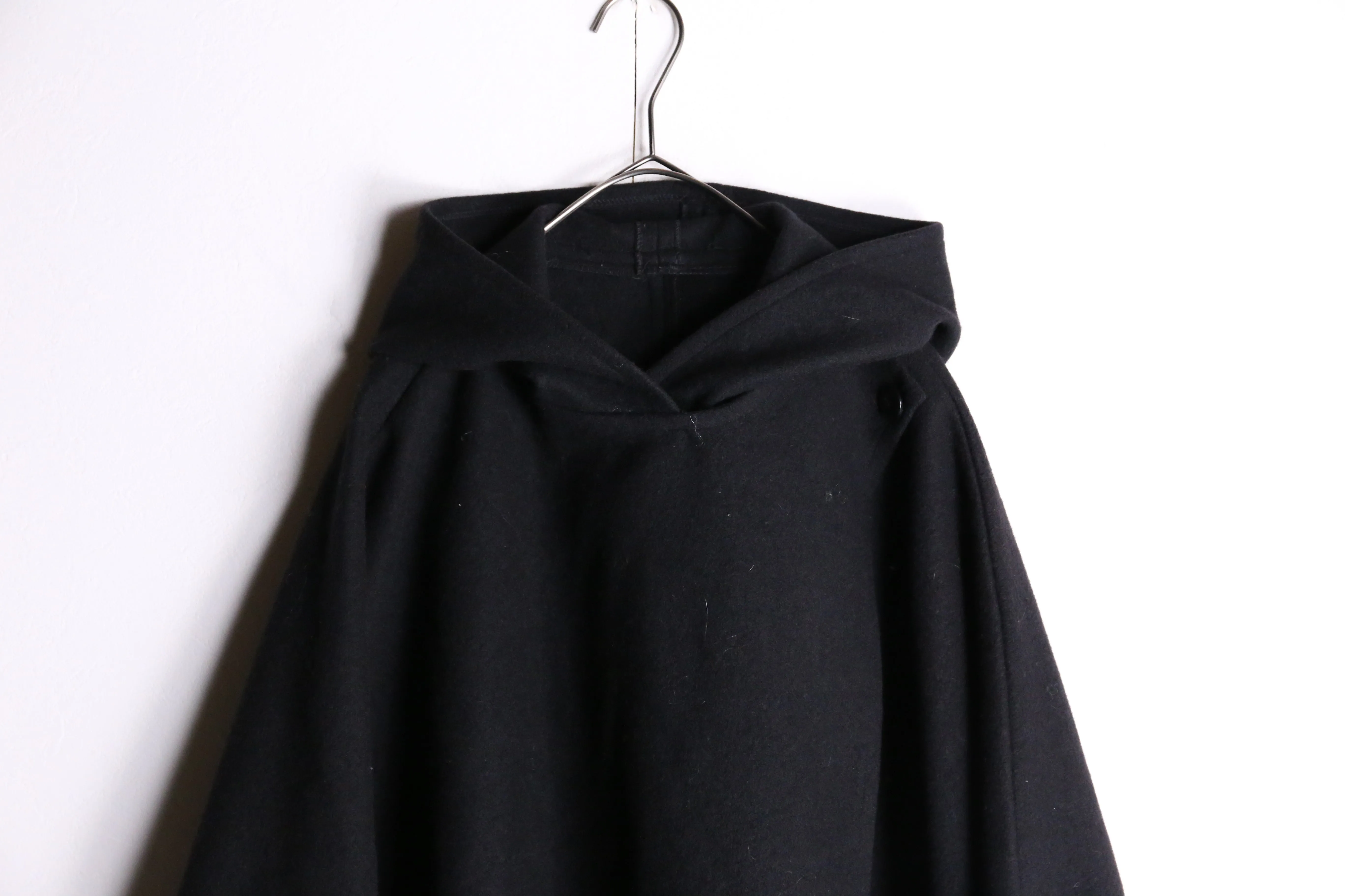 black color hooded poncho coat