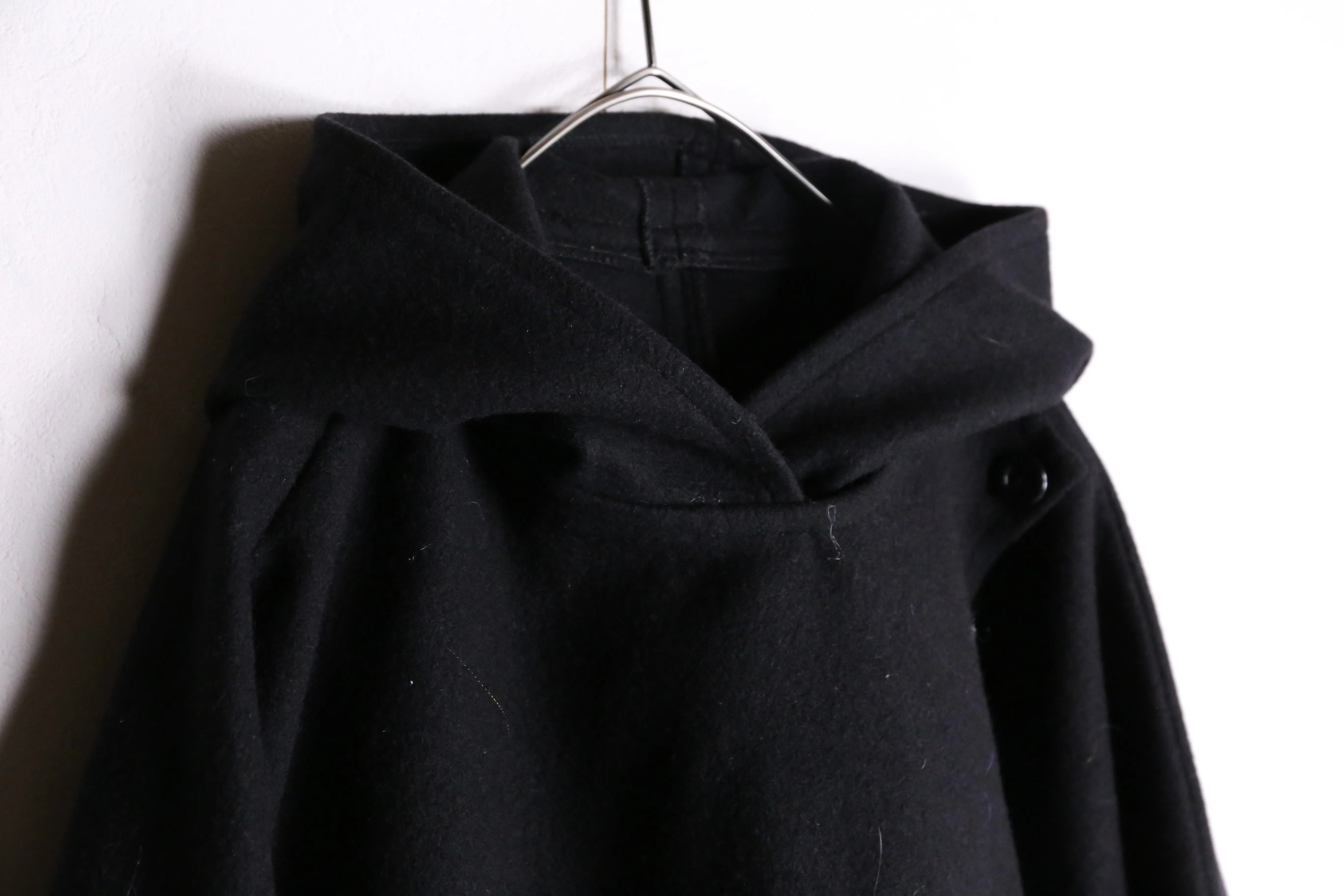 black color hooded poncho coat