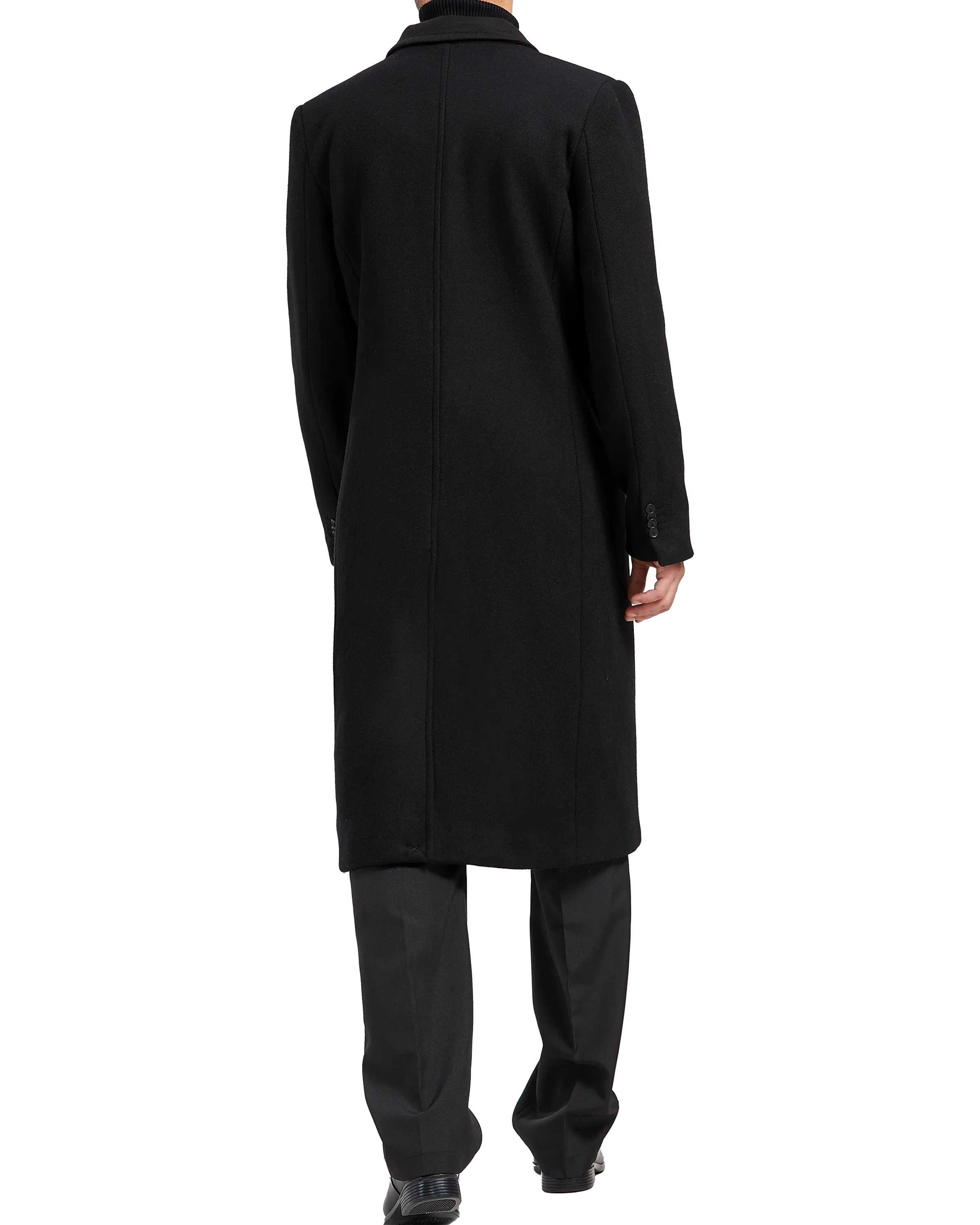 Black Double Breasted Wool Cashmere Long Overcoat