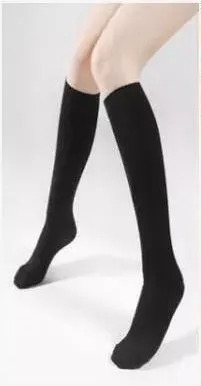 Black Medium Thigh High Socks Calf Socks Female Knee Length Socks