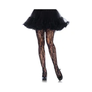 Black Rose Skull Lace Tights 1X/2X Black