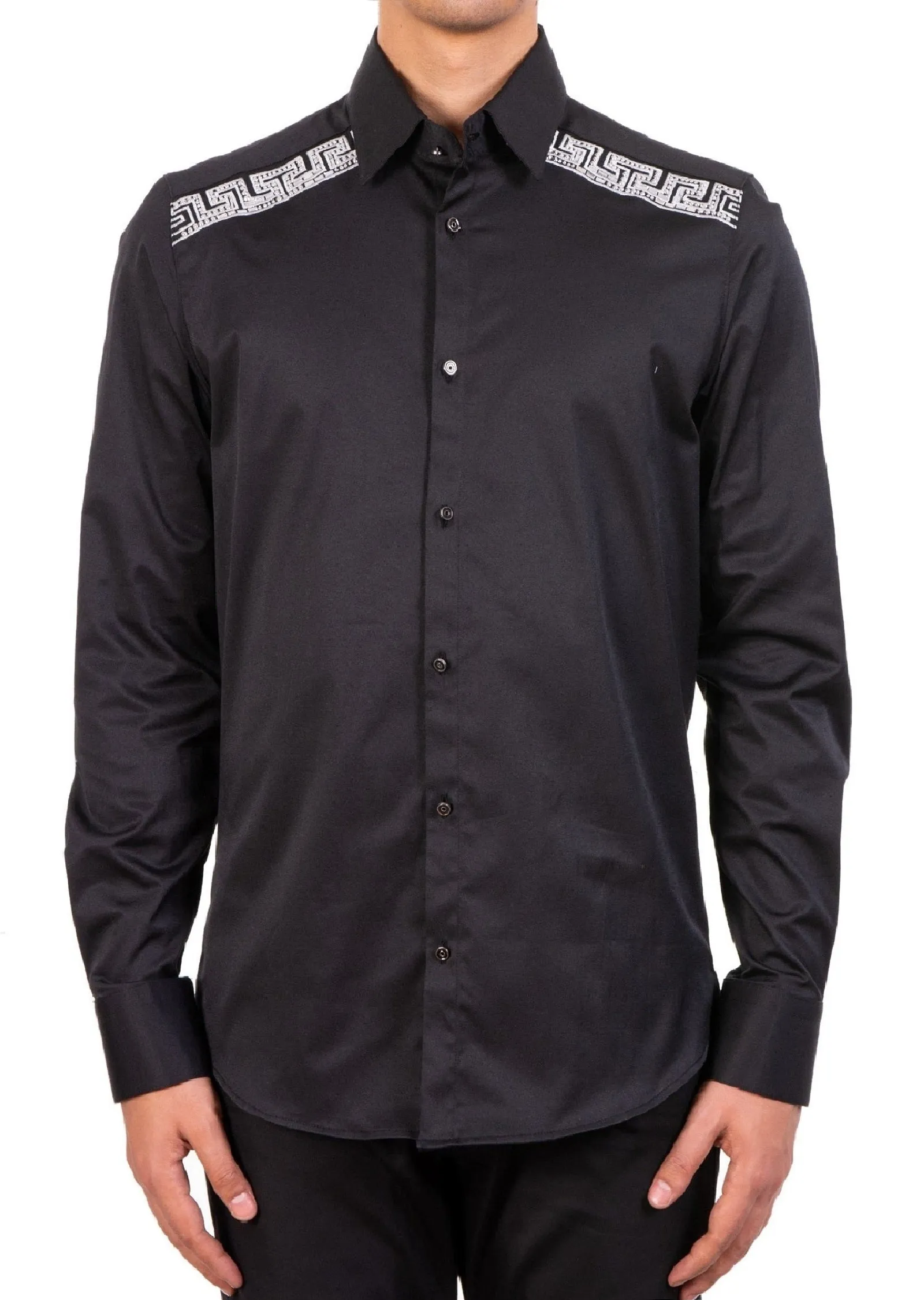 Black Silver Shoulder Rhinestone Shirt