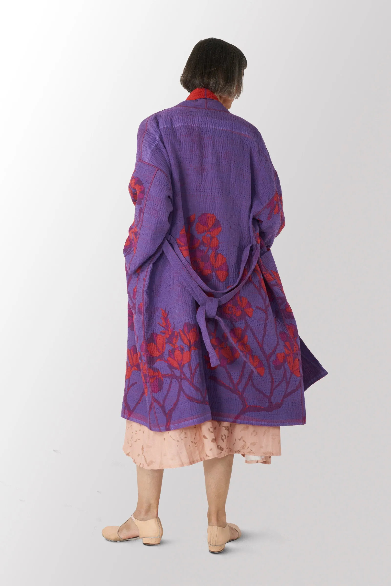 BLOOMING FLOWERS KANTHA SIMPLE ROBE - bf4334-prp -