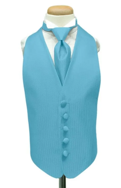 Blue Ice Herringbone Kids Tuxedo Vest