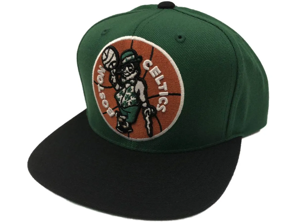 Boston Celtics Mitchell & Ness Green & Black XL Logo Snapback Flat Bill Hat Cap