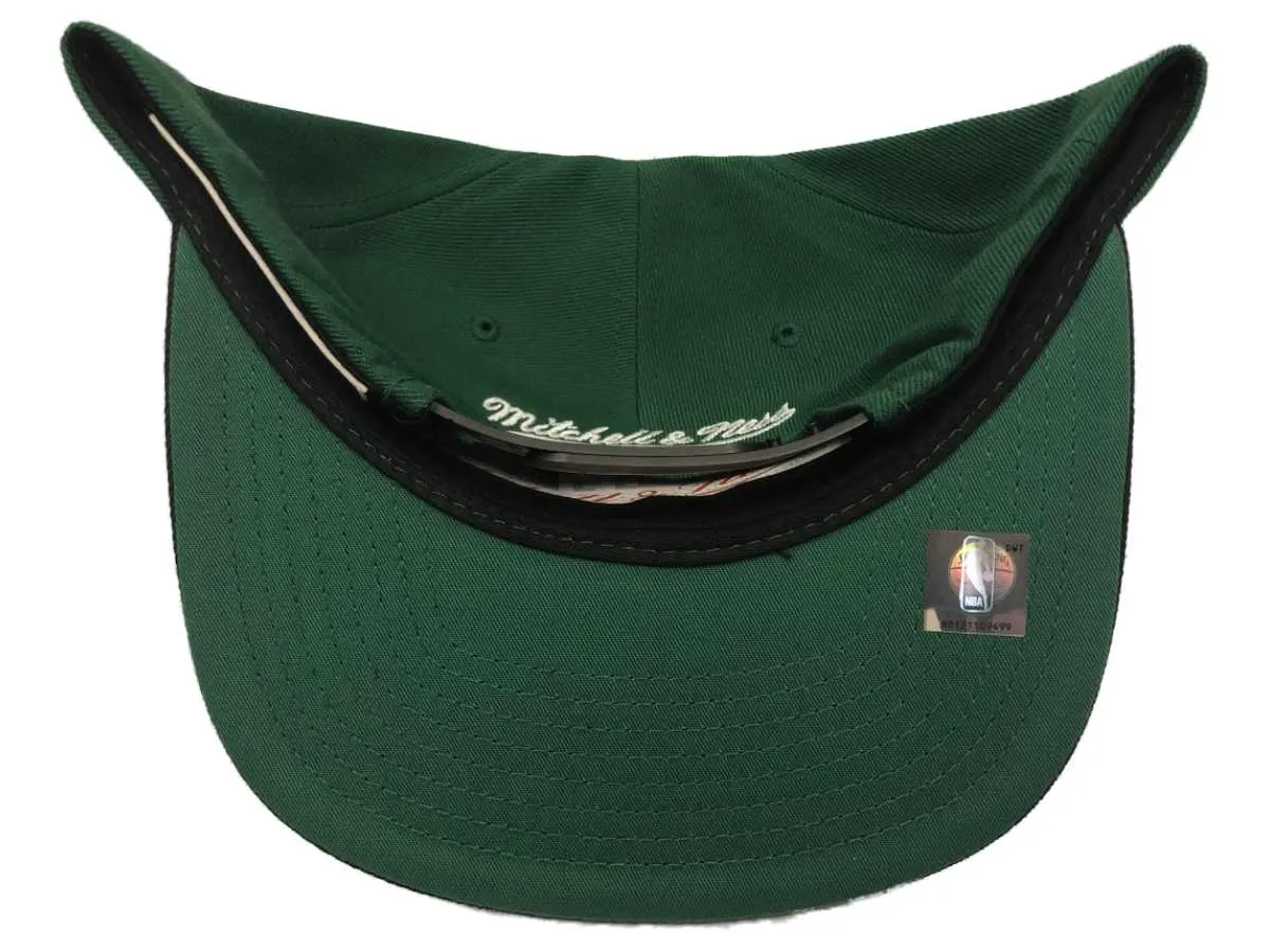 Boston Celtics Mitchell & Ness Green & Black XL Logo Snapback Flat Bill Hat Cap