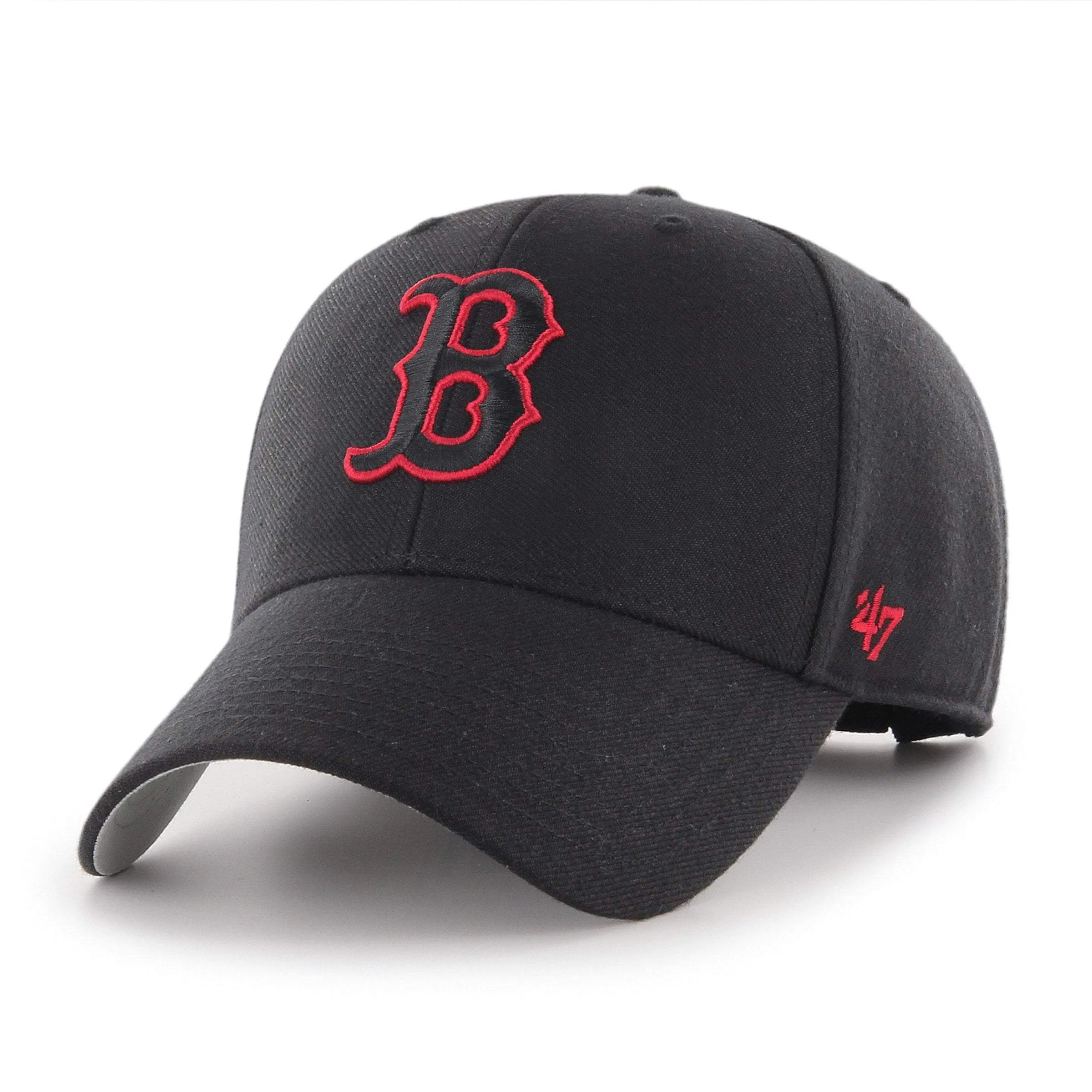 Boston Red Sox 47 Brand MVP Black Wool Structured Adjustable Strap Hat Cap