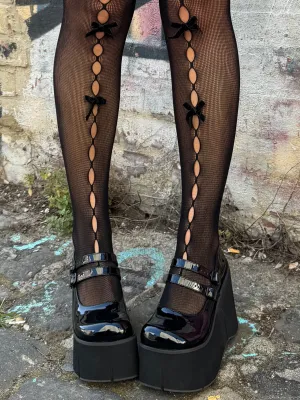 BOW FISHNETS - BLACK/BLACK