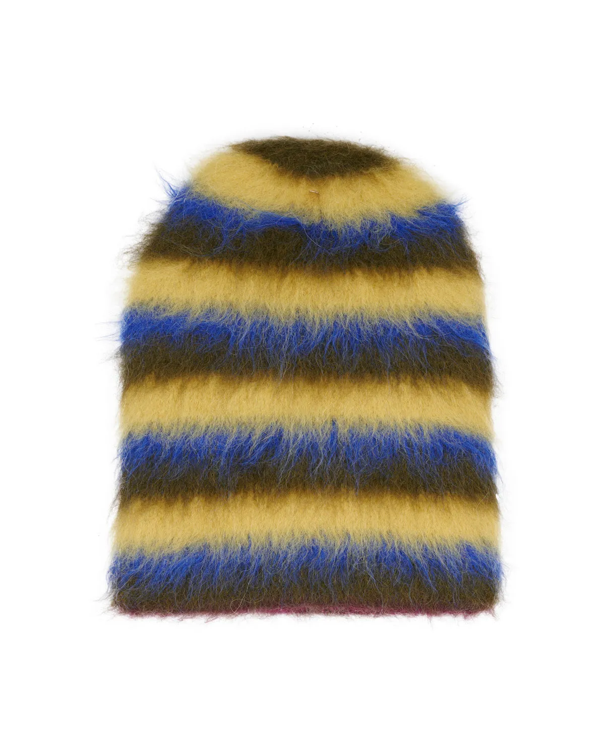 Boxy Stripe Knit Beanie - Yellow Multi