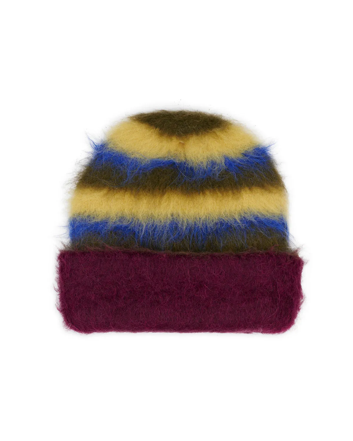 Boxy Stripe Knit Beanie - Yellow Multi