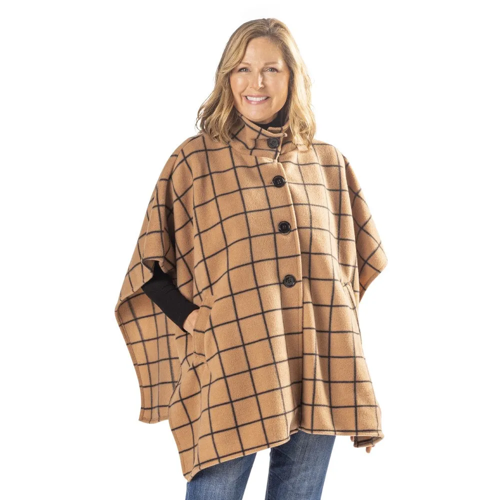 Bridget Cozy Coat 4 Button Fleece Poncho