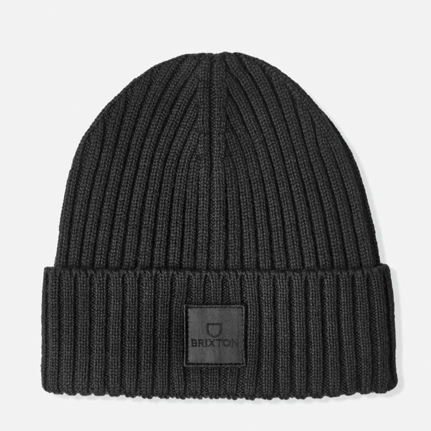 BRIXTON ALPHA SQUARE MERINO WOOL BEANIE BLACK