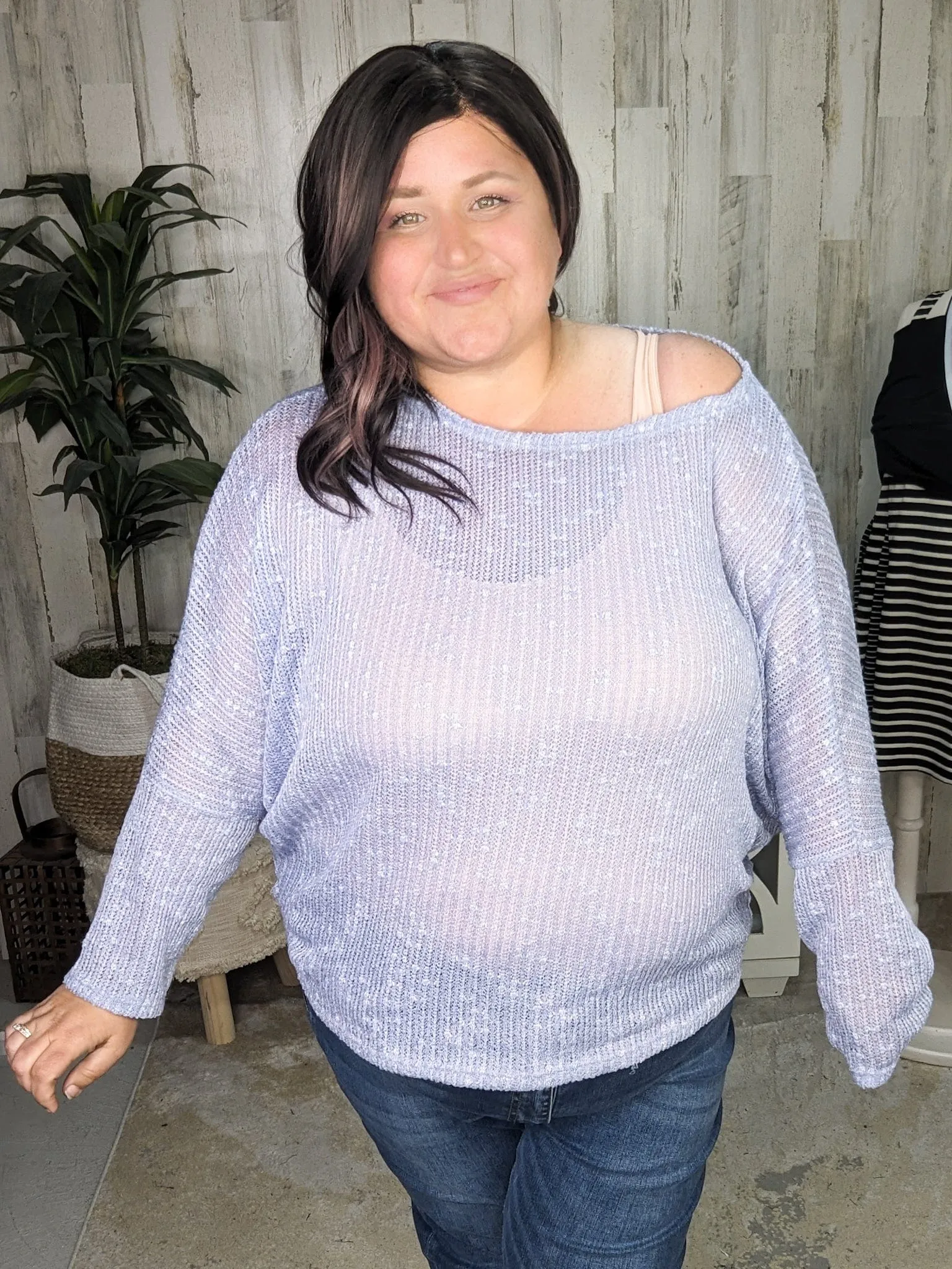 Brooklyn Slouchy Textured Airy Sweater in Soft Lilac